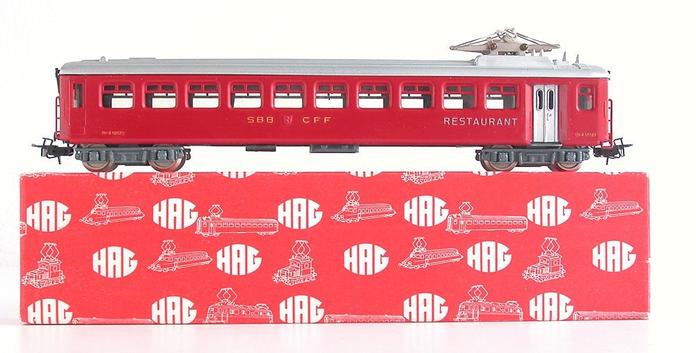Hag Modellini di ferrovie: Hag Speisewagen Dr4 der SBB Spur H0 – Usato da Oberwil BL venduto da Klang 5