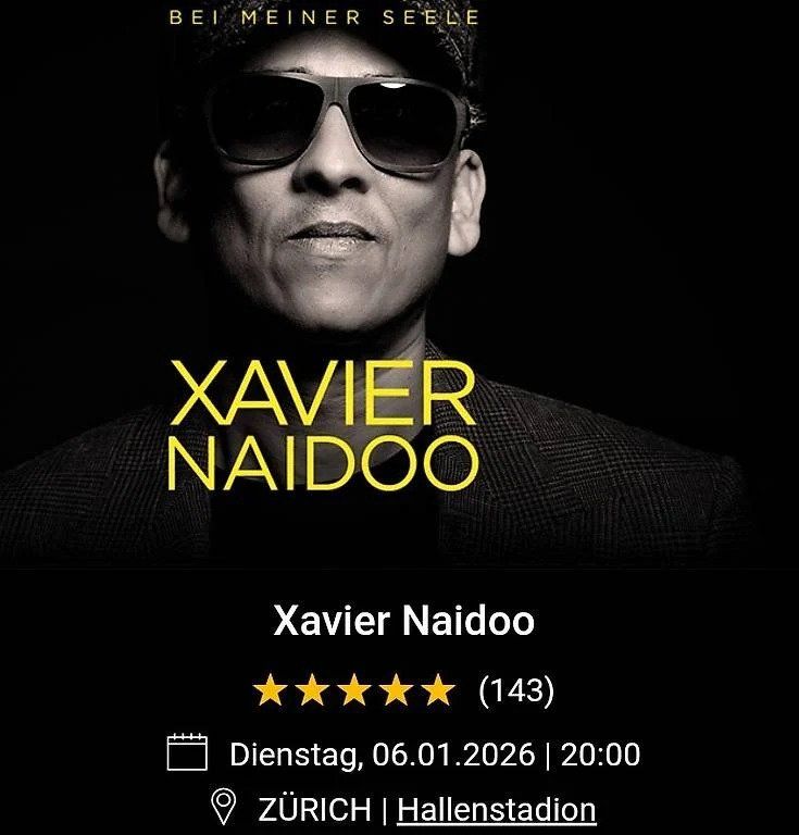 2x - Xavier Naidoo, 6.1.2026, Hallenstadion - Golden Circle (Neu und ...