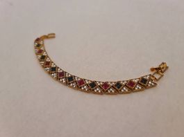 Elegantes Armband mit bunten Steinen  Goldfarben