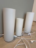 3er Set Milchglas-Tischlampen / Bodenleuchten (weiss)