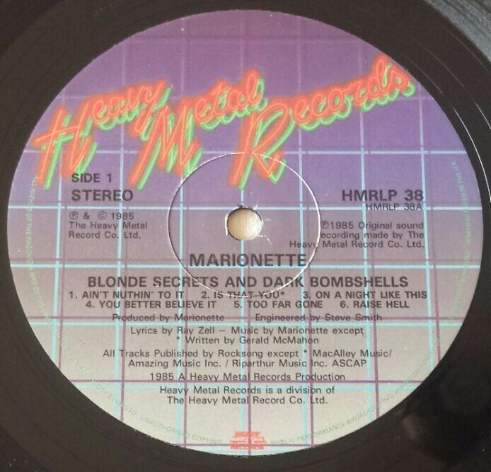 Schallplatten: Marionette - Blonde Secrets - LP - 1985 - First Press – Gebraucht aus Uster von Zardodel 4