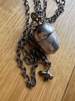Ole Lynggaard Silver Acorn Necklace with Gold and Diamond