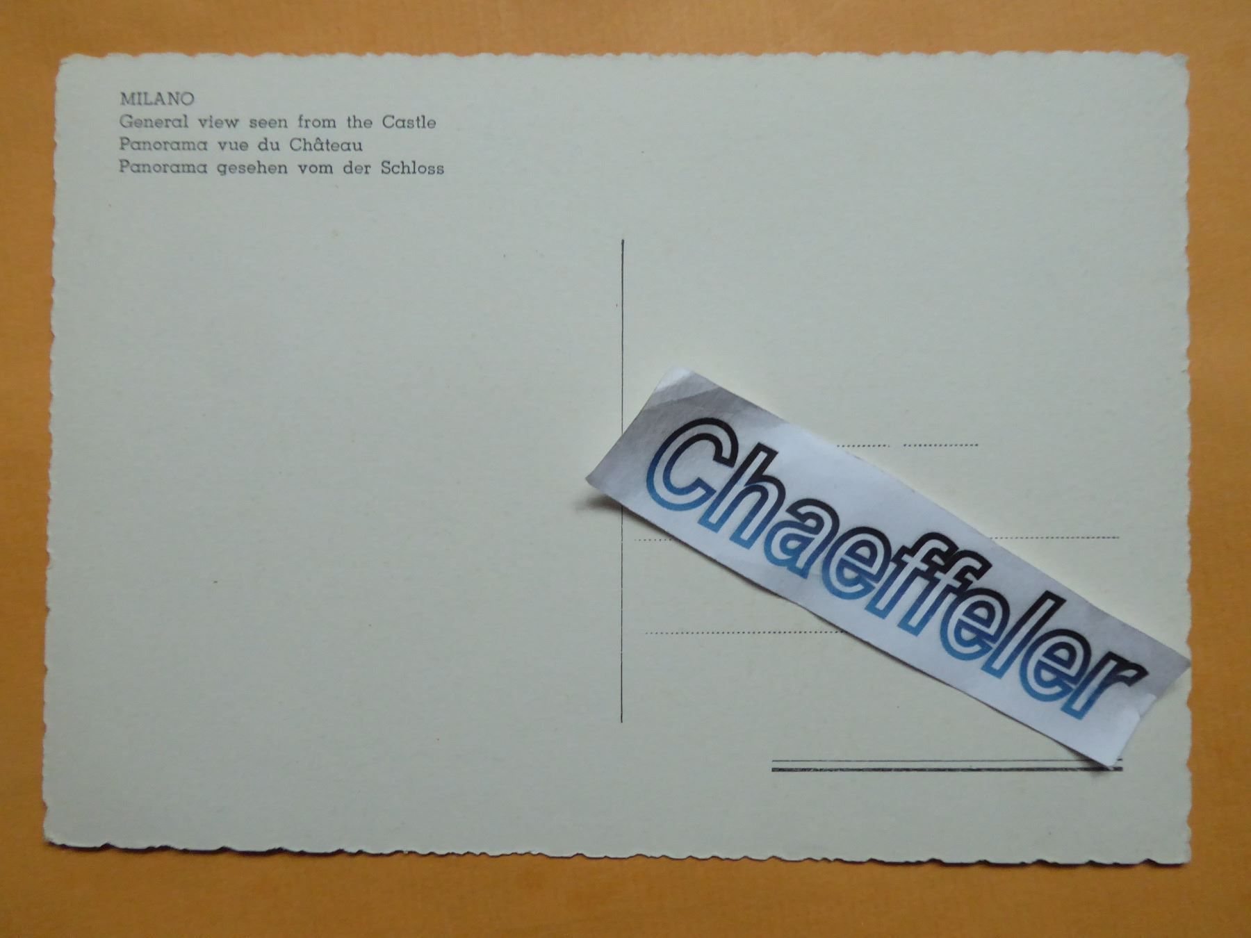 Cartoline postali: Milano, Panorama del Castello Storresco – Nuovo (secondo la descrizione) da Zürich venduto da Chaeffeler 1