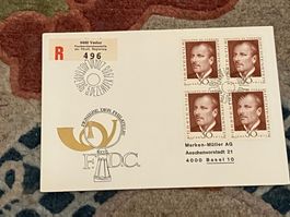 1 Erstagsbrief LI Einschreiben Viererblock 1968
