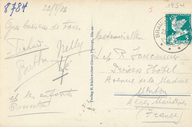 Ansichtskarten: Braunwald - Kirchli + 1932 – Gebraucht aus Emmenbrücke von teestube 1