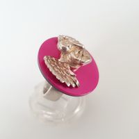 VINTAGE SILBER RING 925 MIT ENGEL GR. 16,7 mm
