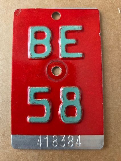 Sachs Ecriteaux: Velonummer BE 58 plaque velo – D'occasion à Schenkon par Uhu007