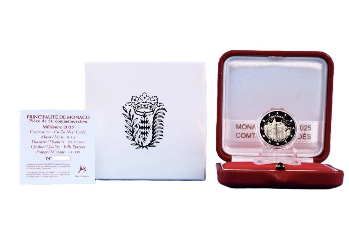 Tutti le monete: Monaco 2 Euro Proof Comte Des Carlades – Nuovo e nell'imballaggio originale da Wädenswil venduto da giu_gkt7