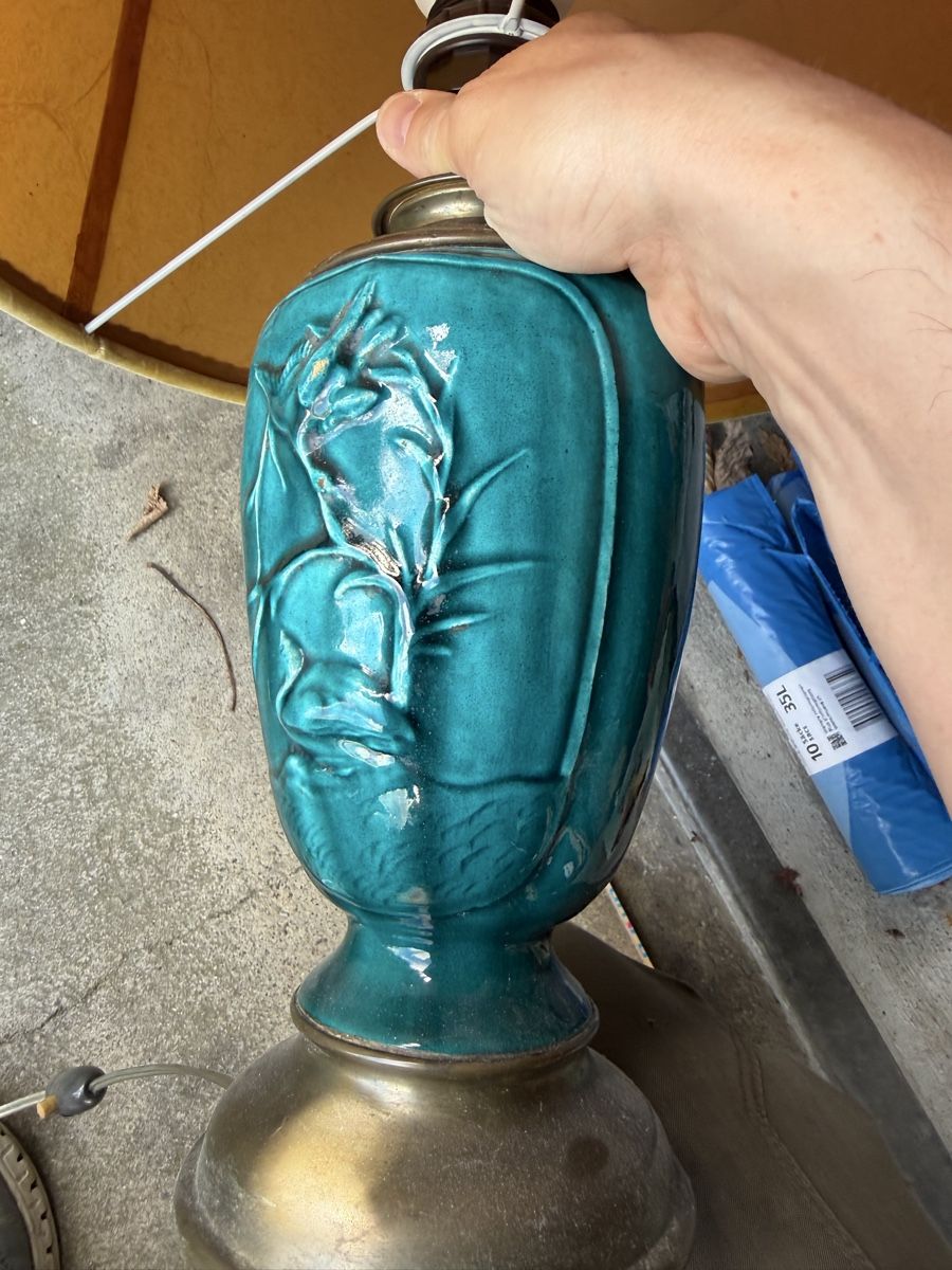Lampade: Antike Lampe, Keramikfuss türkis – Usato da Lyss venduto da nekoreh 8
