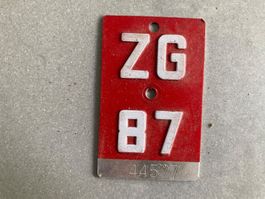 Velonummer Fahrradschild ZG 87 - 44577