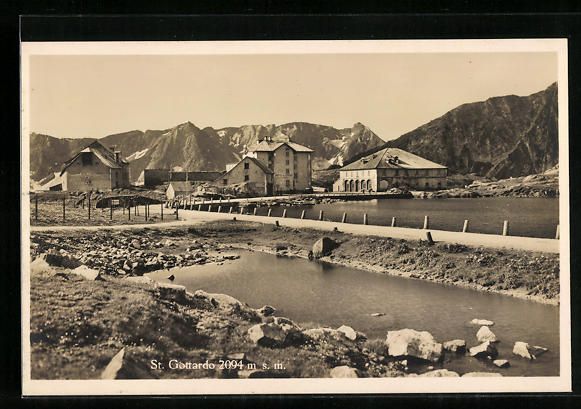 Cartoline postali: St. Gottardo, Blick auf Ort und Gewässe – Usato da Berlin venduto da bartko-reher