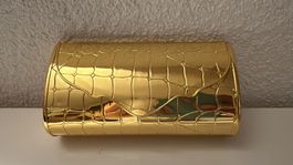 Clutch aus Metall Gold Optik Krokoprägung