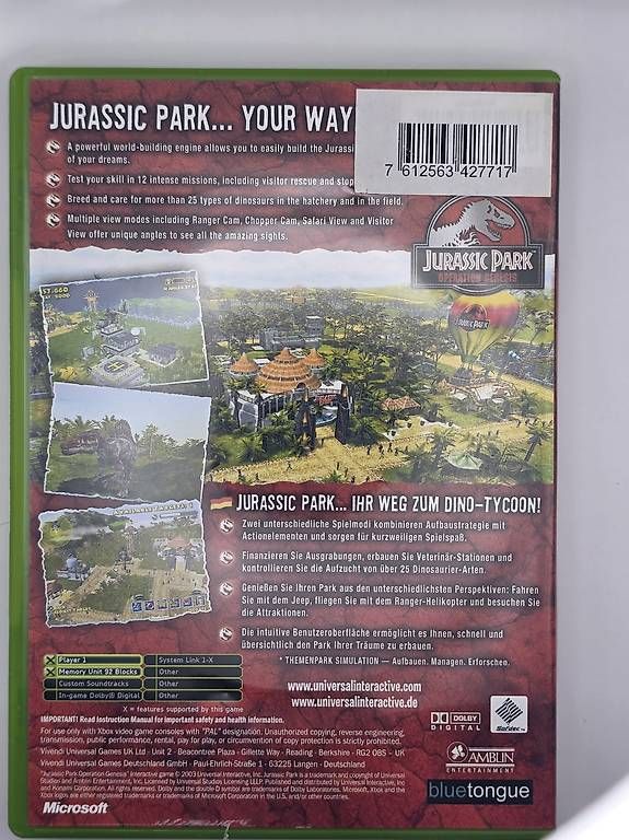 Spiele: Jurassic Park: Operation Genesis Xbox Original – Gebraucht aus Thal von Jones9424 2