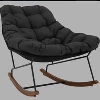 Schaukelstuhl Lounge Sessel Grau Polyester Metall Holz 90x10