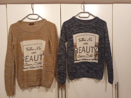 2 Strickpullover Gr. S blau & braun