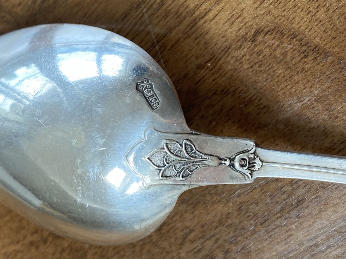 Jezler Löffel: Jetzler Maierisli Maiglöckchen Silberlöffel 800er Monogram – Neu (gemäss Beschreibung) aus Buochs von H16 2