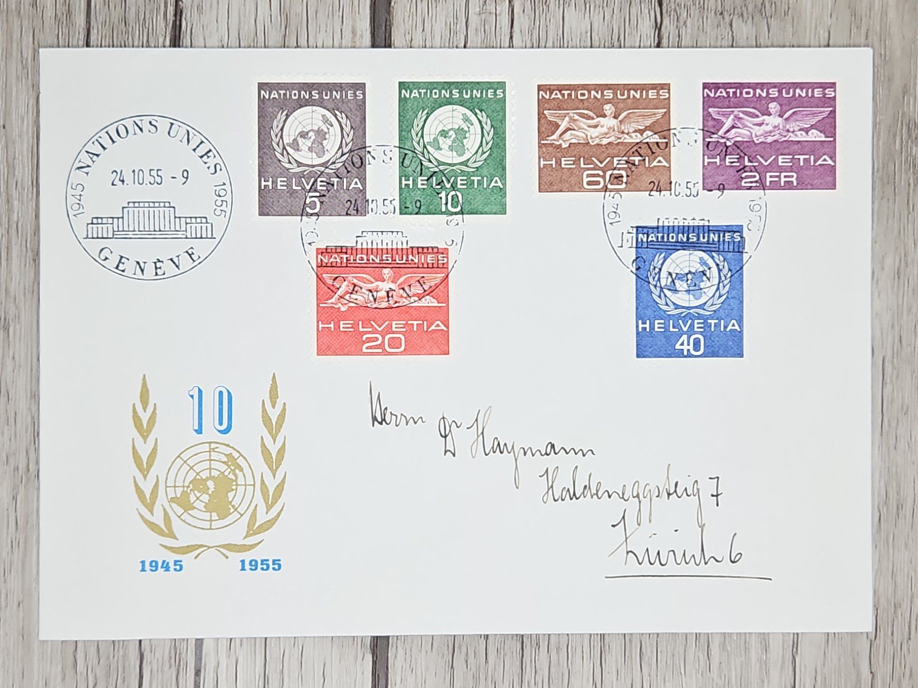 Alle Briefmarken: CL09 Enveloppe + Timbre Suisse 1955 – Gebraucht aus Cousset von Patrick_Collections
