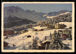 AK Arosa, Verschneite Skihänge im Ort