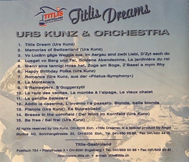 CD: Urs Kunz & Orchestra - Titlis Dreams – Usato da Grüningen venduto da azulgris 1