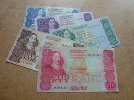 Lot ++ 5 alte Banknoten aus Süd-Afrika ND (1981-1990)