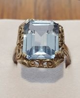 Art-Déco: Aquamarin-Ring in 835er Silber Montur