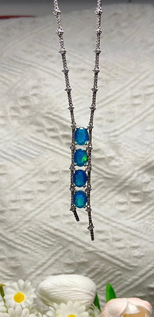 Catenine: Blue Opal Halskette, Asymetrisch Silber 925 – Usato da St. Gallen venduto da GIULESGG 9