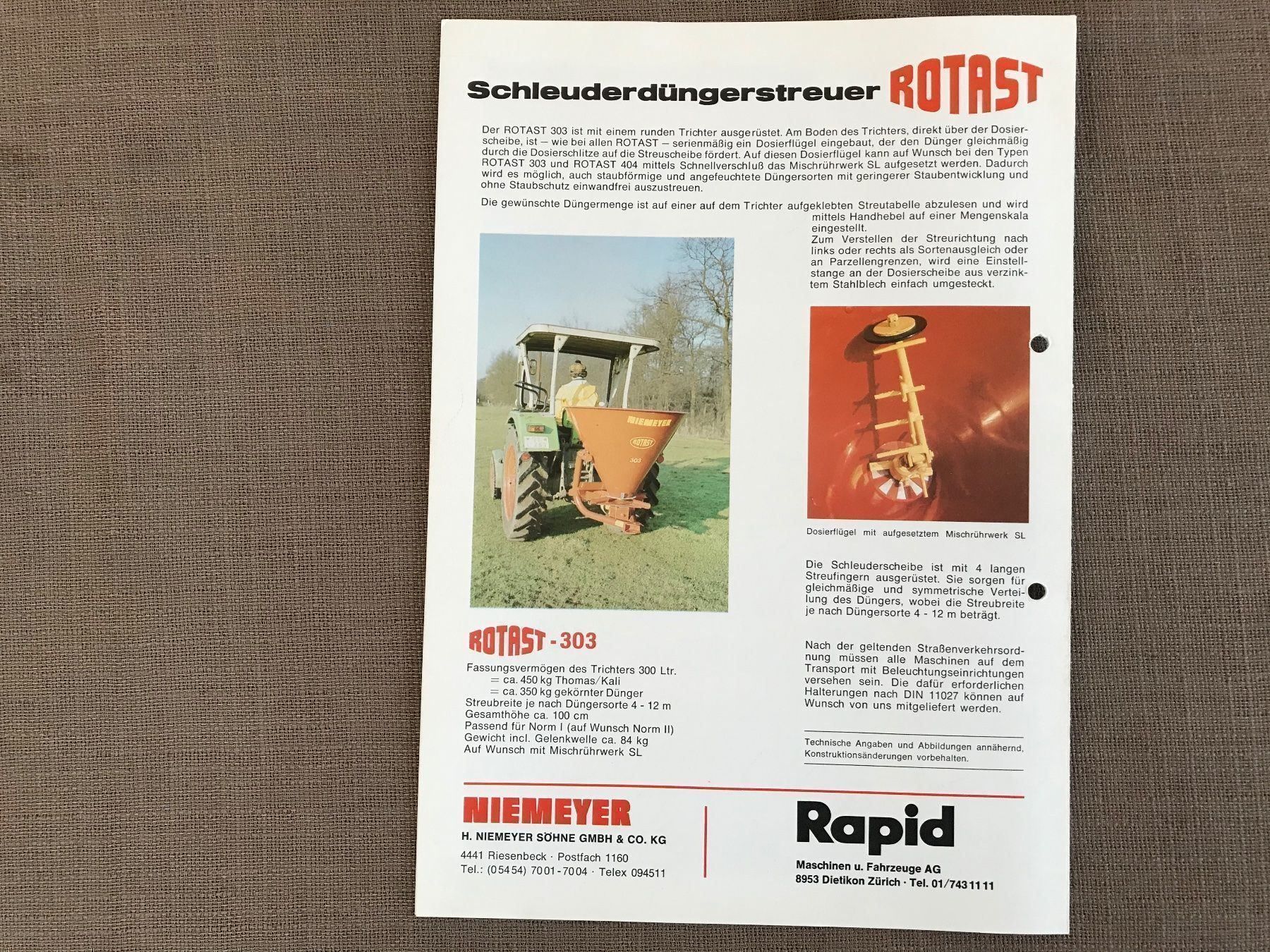 Trattori: Niemeyer Rapid Prospekt – Usato da Balterswil venduto da Jeko1967 2