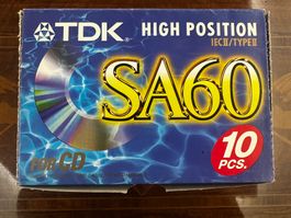 10x Leerkassette TDK SA-60EB 60min/TypII/NOS inkl. Karton