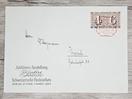 CL01 Enveloppe + Timbre Suisse 1943