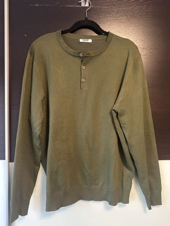 Herren Henley Pulli, olivgrün, Gr. L