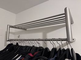 Garderobe zur Wandmontage mit Hutablage, Metall