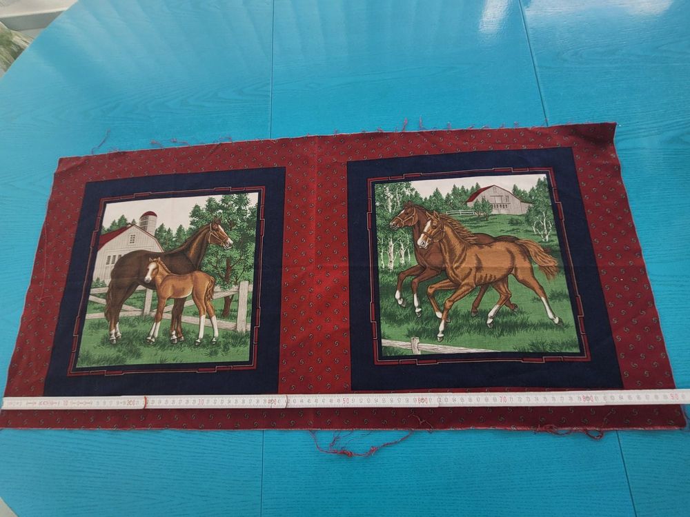 Stoff Baumwolle PFERDE 90x 43 cm (Neu und originalverpackt) in