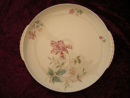 Magnifique plat de service ou plat à gâteau fleuri, 29.5 cm
