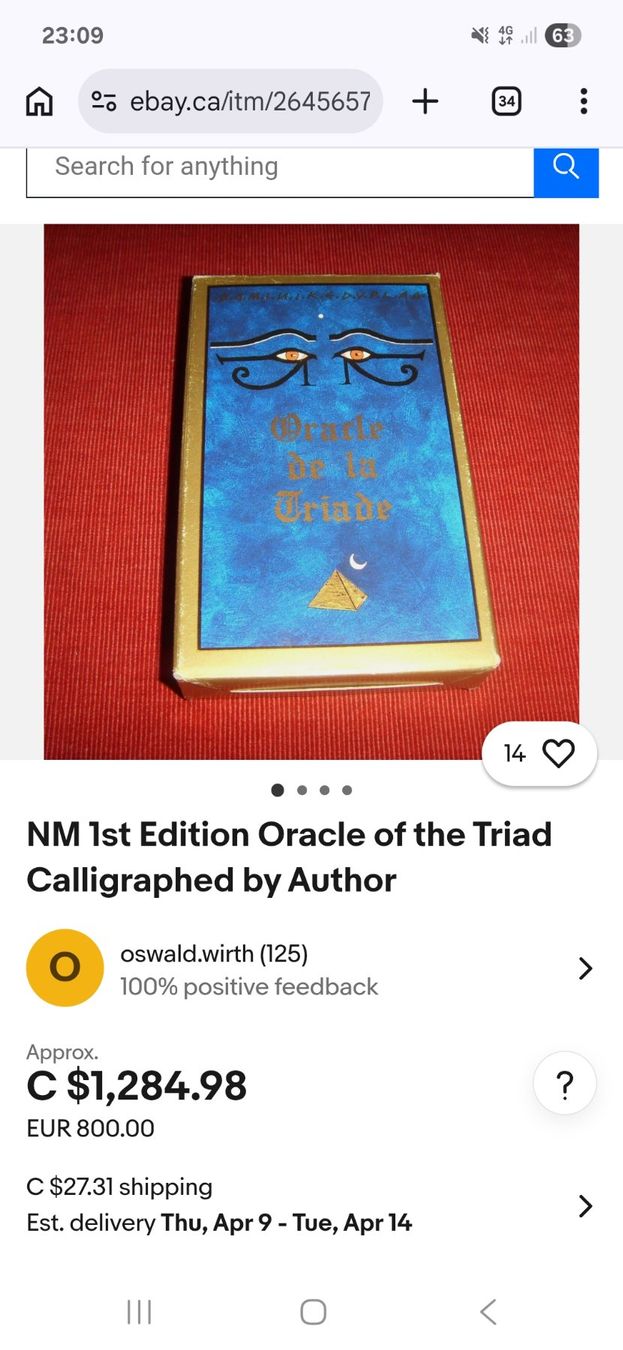Spiele: Tarot Rare Oracle des Triades 1992 – Gebraucht aus Le Grand-Saconnex von Rgt87 5