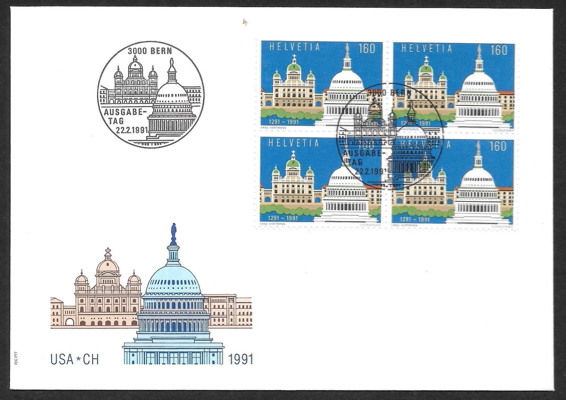 Tutti i francobolli: FDC Nr. 811 Viererblock ET Bern 22.2.1991 – Nuovo (secondo la descrizione) da Olten venduto da clotaldi