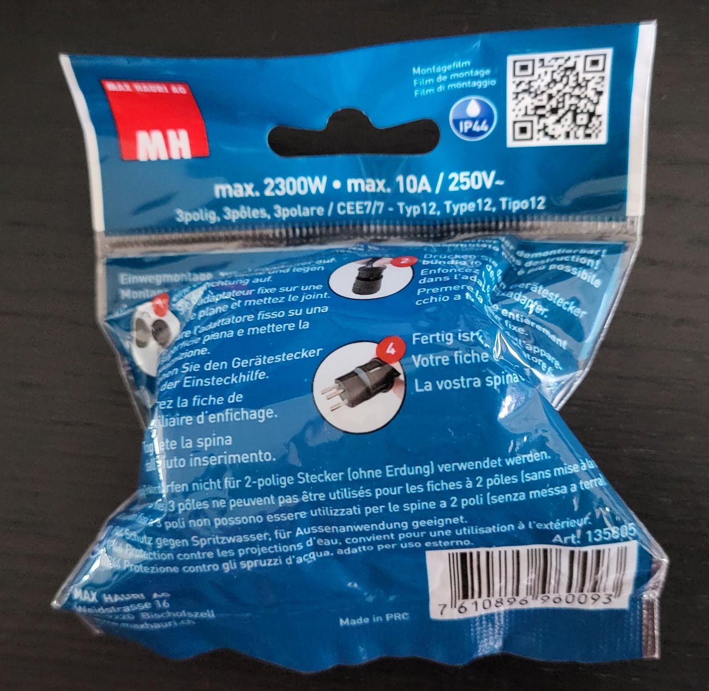 Unità & Adattatore: Max Hauri Fixadapter 3-pol Typ 12 / Schuko CEE 7/7 – Nuovo e nell'imballaggio originale da Schindellegi venduto da Peter8834 2