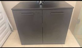 Waschbeckenunterschrank schwarz, Holz, gut erhalten