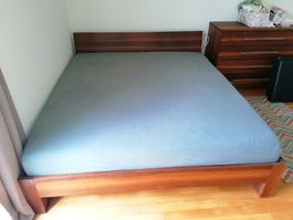 Solid Cherry Wood Double Bed 200x220cm – incl. New Mattress