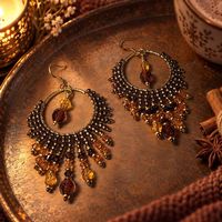 Ohrringe handgemacht, braun-gold, Boho, Unikat