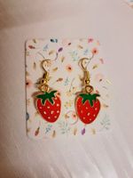 Süsse Erdbeeren Kitsch Vintage Ohrringe Goldfarben  🍓✨😍🎁