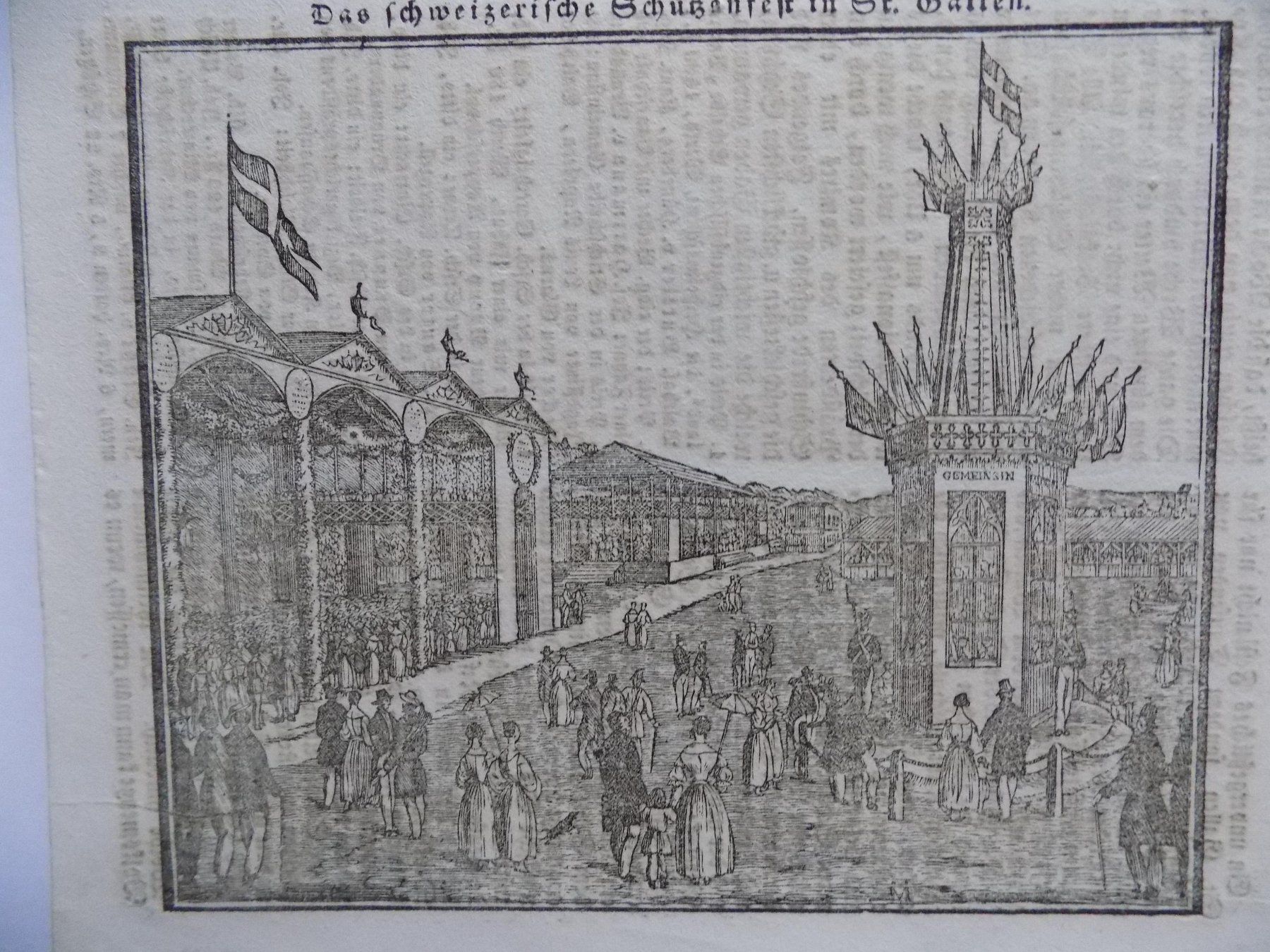 Incisioni: St.Gallen Schützenfest Holzschnitt – Usato da Risch venduto da Antikfee 2