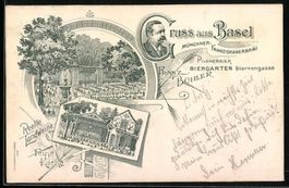 Litho Basel, Biergarten von Franz Bühle