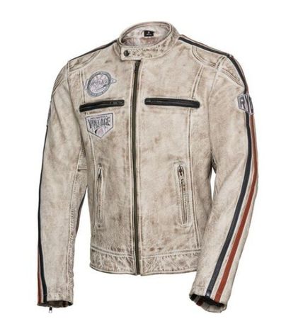 Spirit Motors Retro-Style Lederjacke 3.0 weiß M