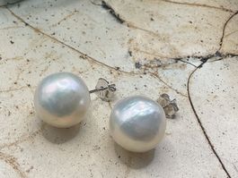 Ohrstecker mit grossen Edisonperlen, weiss