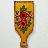 Planche à découper vintage en bois, peinte à la main. Russie