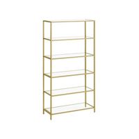 Regal 6 Ablagen Hartglas metallisches Gold NODERO