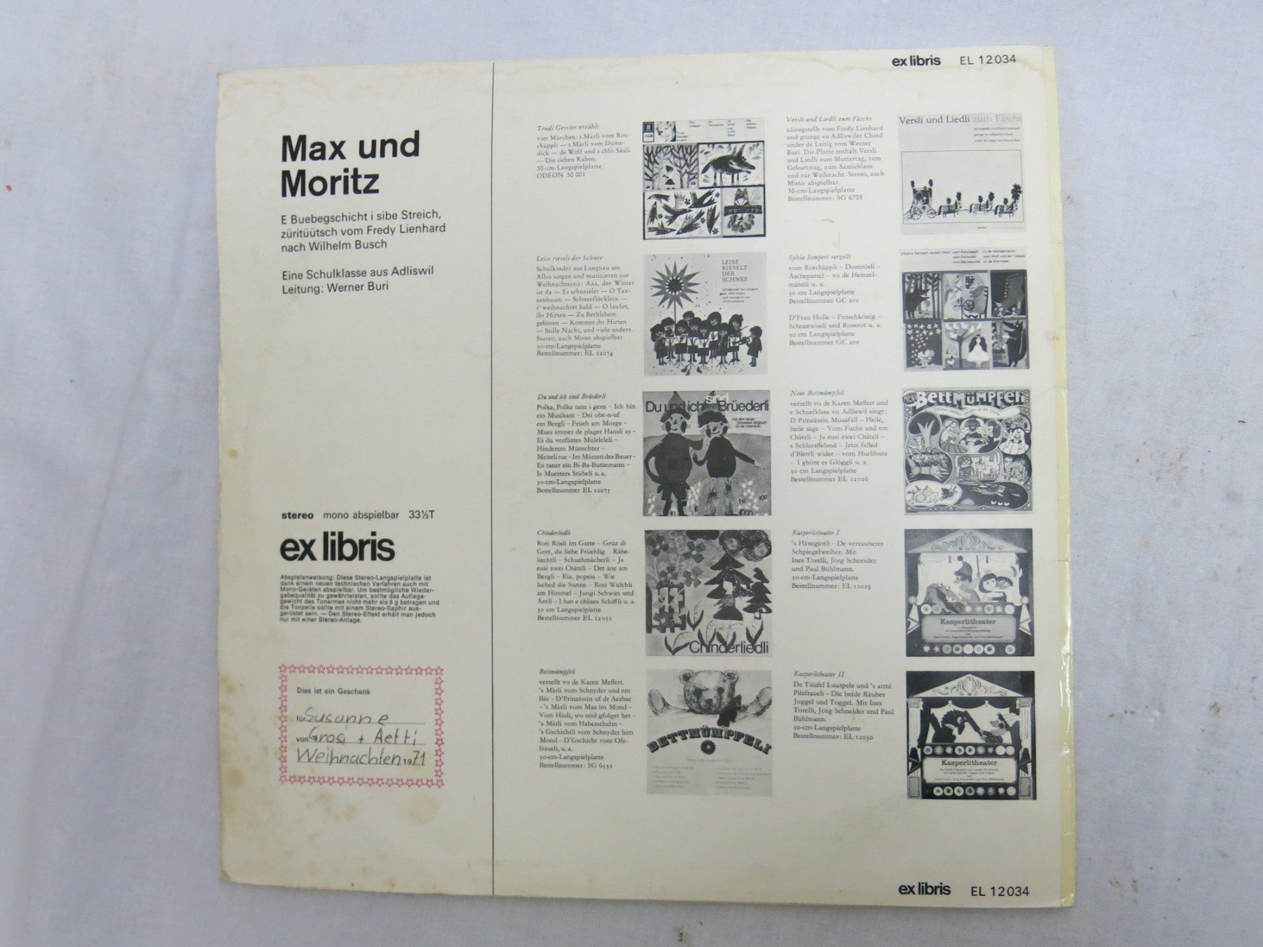 Dischi in vinile: Max und Moritz LP Schallplatte Märchen exlibris 1971 Grosi – Usato da Buchs ZH venduto da Ste1727 2