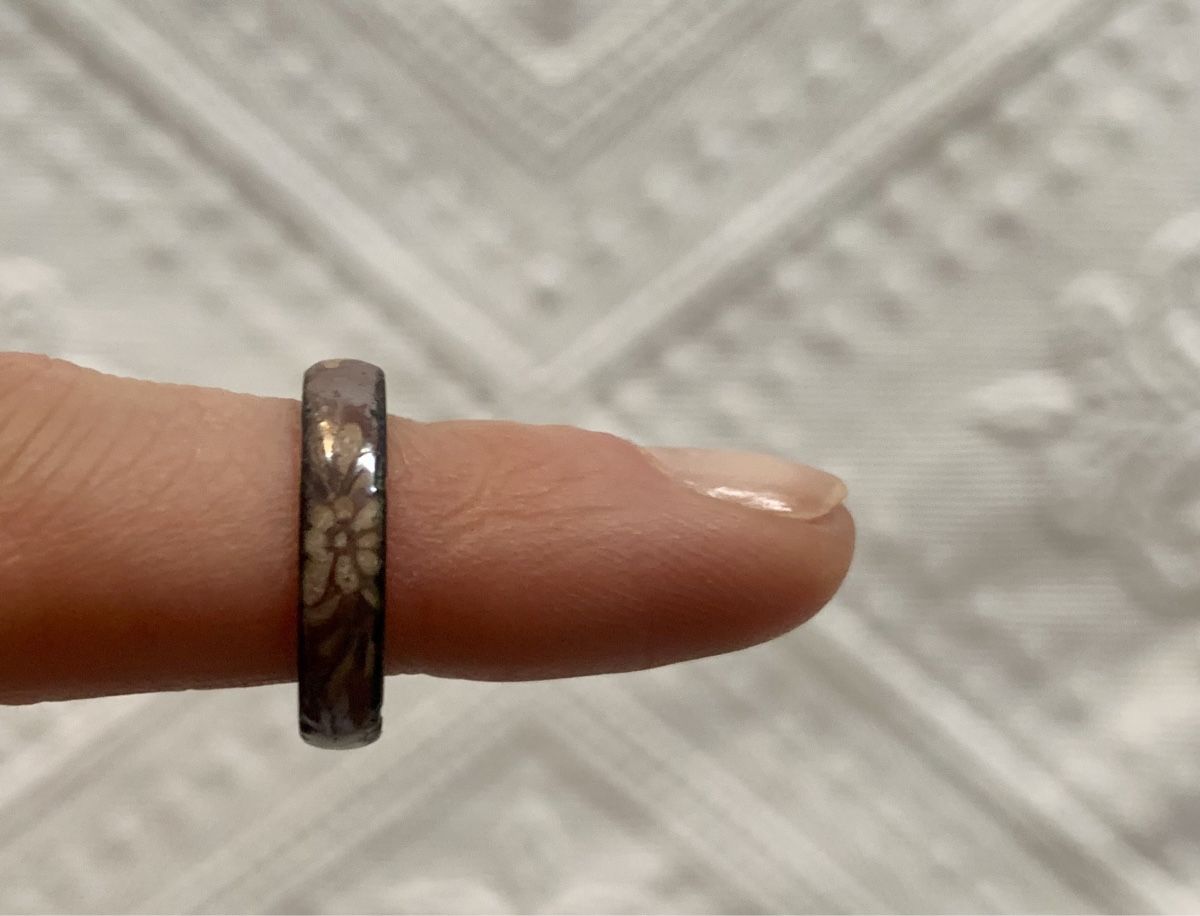 Ringe: Emaillierter handgemalter Vintage-Ring mit Blumen – Gebraucht aus Zürich von p_q7q_nichtraucher 3