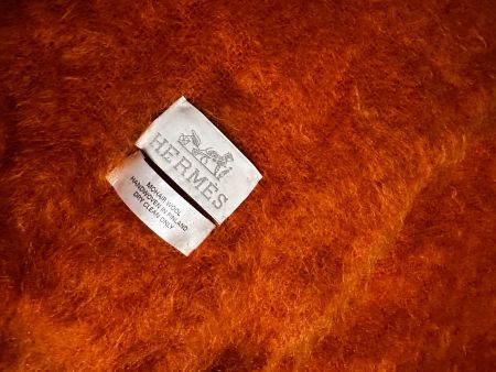 Hermès Mohair Wool Orange - Hand Knitted - Large Throw Blank
