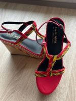 Keilabsatz Sandale rot/gelb von Lascana Gr. 39